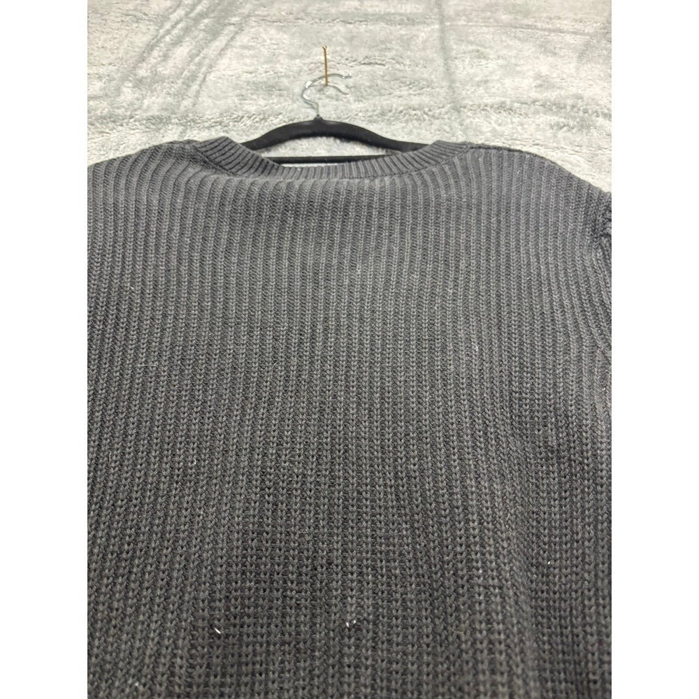 Gap XL Womens Black Ribbed Knit Crewneck Sweater Casual Cozy Long Sleeve Pull