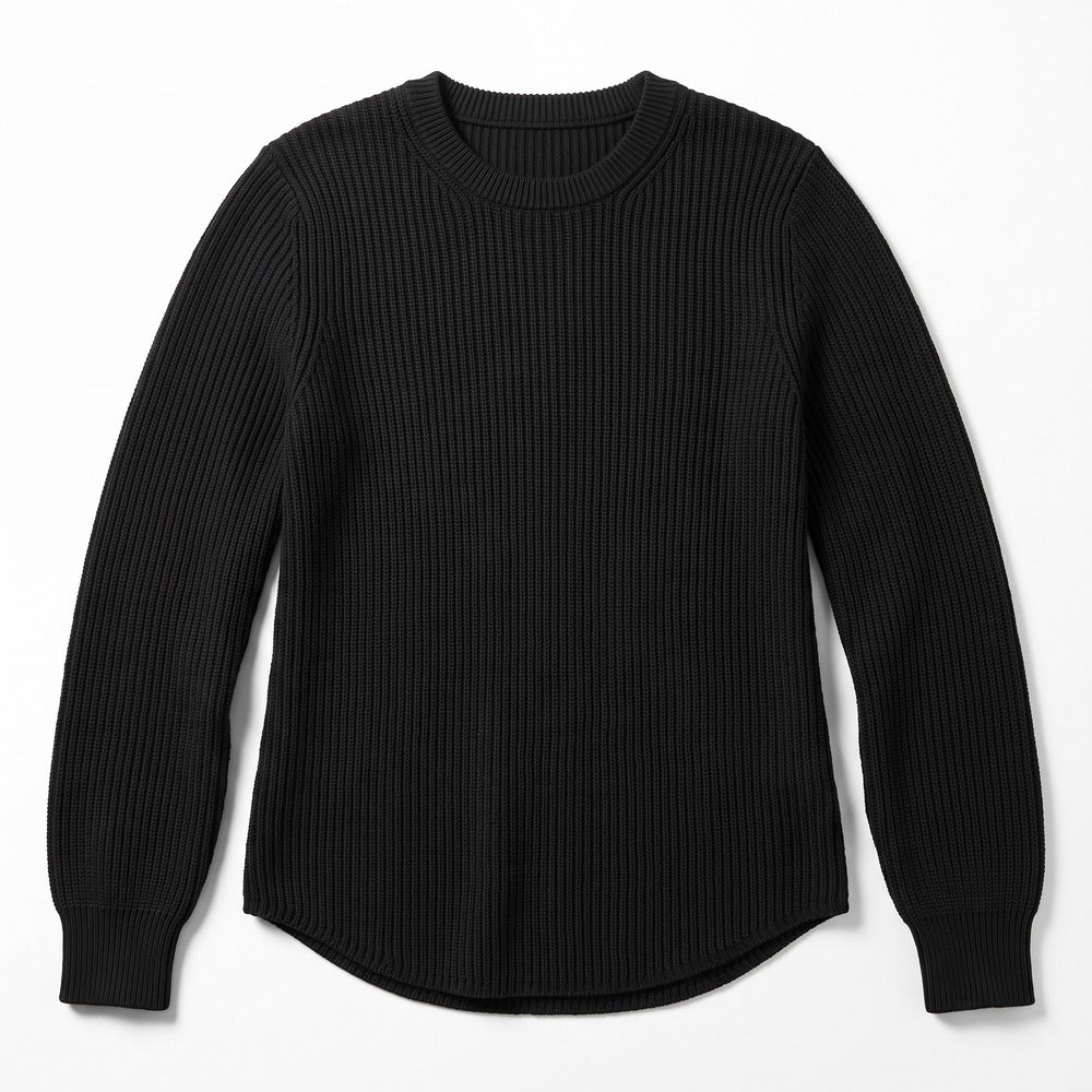 Gap XL Womens Black Ribbed Knit Crewneck Sweater Casual Cozy Long Sleeve Pull