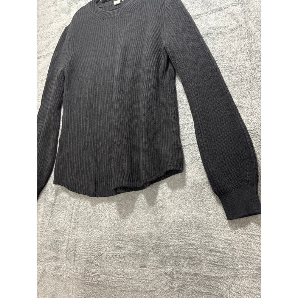 Gap XL Womens Black Ribbed Knit Crewneck Sweater Casual Cozy Long Sleeve Pull