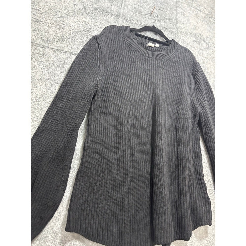 Gap XL Womens Black Ribbed Knit Crewneck Sweater Casual Cozy Long Sleeve Pull