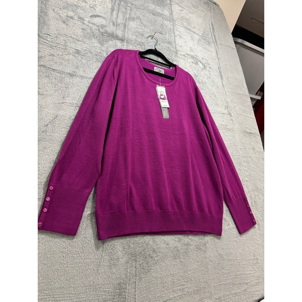 JM Collection XXL Purple NWT Cozy Crewneck Sweater