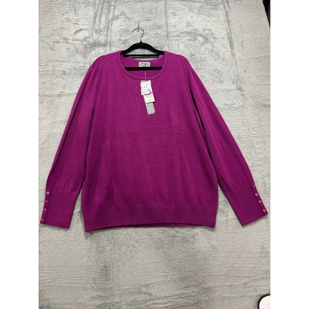 JM Collection XXL Purple NWT Cozy Crewneck Sweater