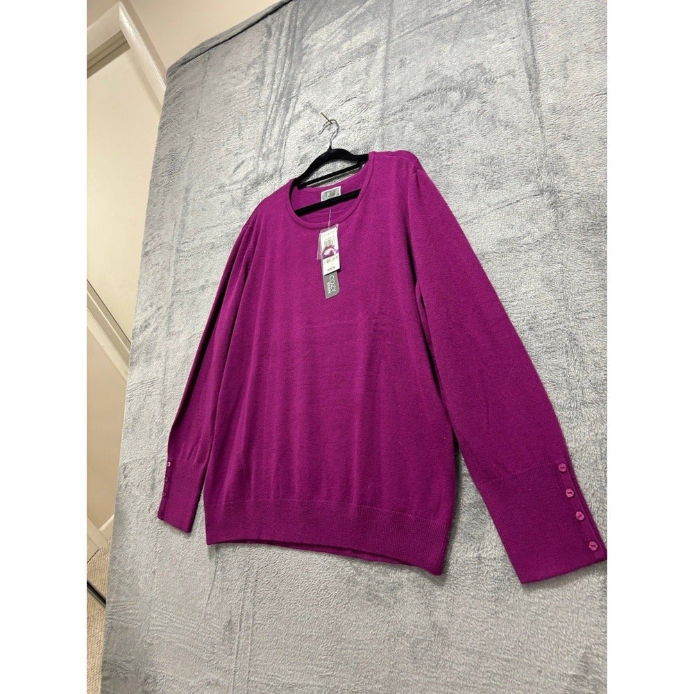 JM Collection XXL Purple NWT Cozy Crewneck Sweater