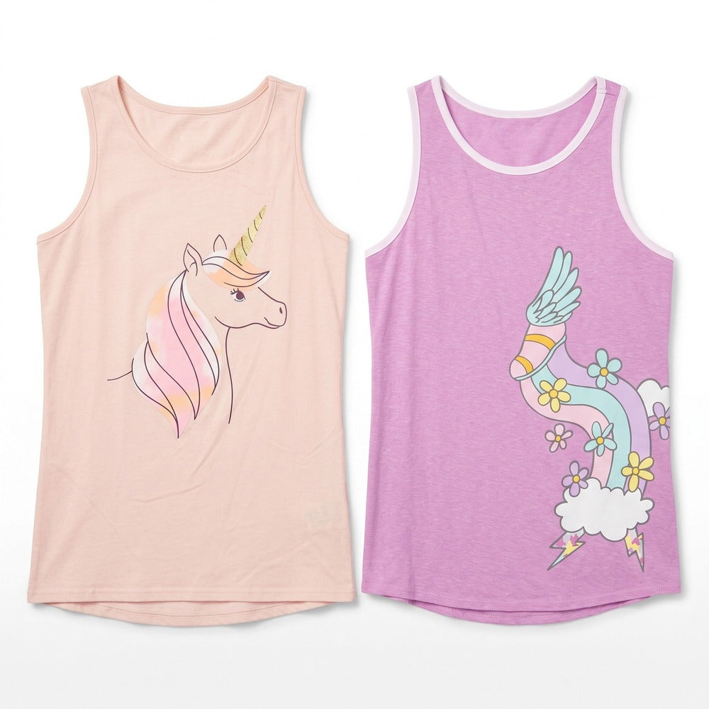 Lands End Cat & Jack XL Pink Cream Girls 2-Piece Tank Top Bundle Casual