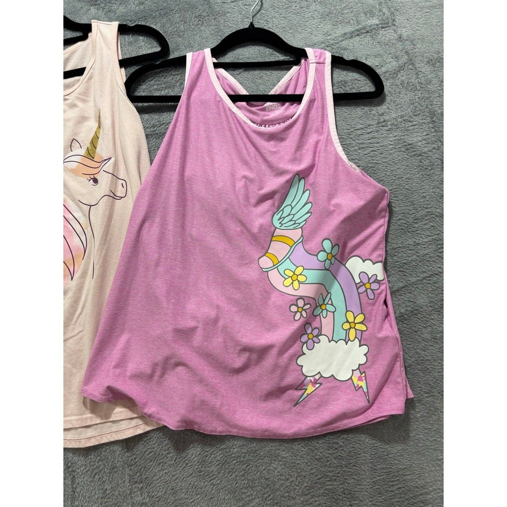 Lands End Cat & Jack XL Pink Cream Girls 2-Piece Tank Top Bundle Casual