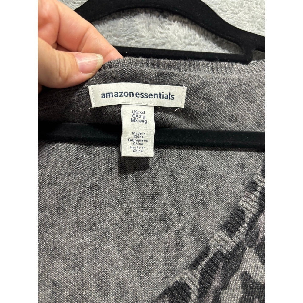 Amazon Essentials XXL Gray Leopard Print Sweater Womens Casual Cozy Top