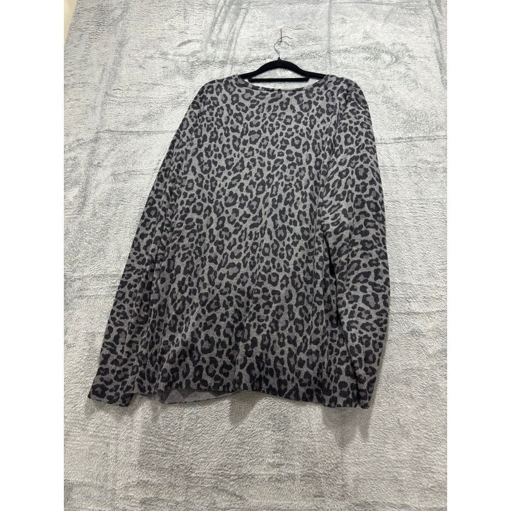 Amazon Essentials XXL Gray Leopard Print Sweater Womens Casual Cozy Top
