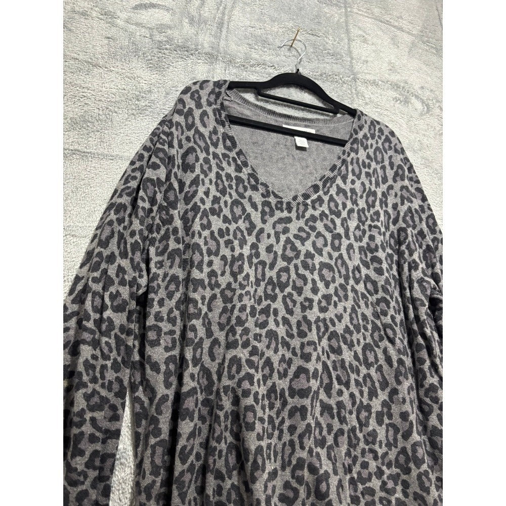 Amazon Essentials XXL Gray Leopard Print Sweater Womens Casual Cozy Top