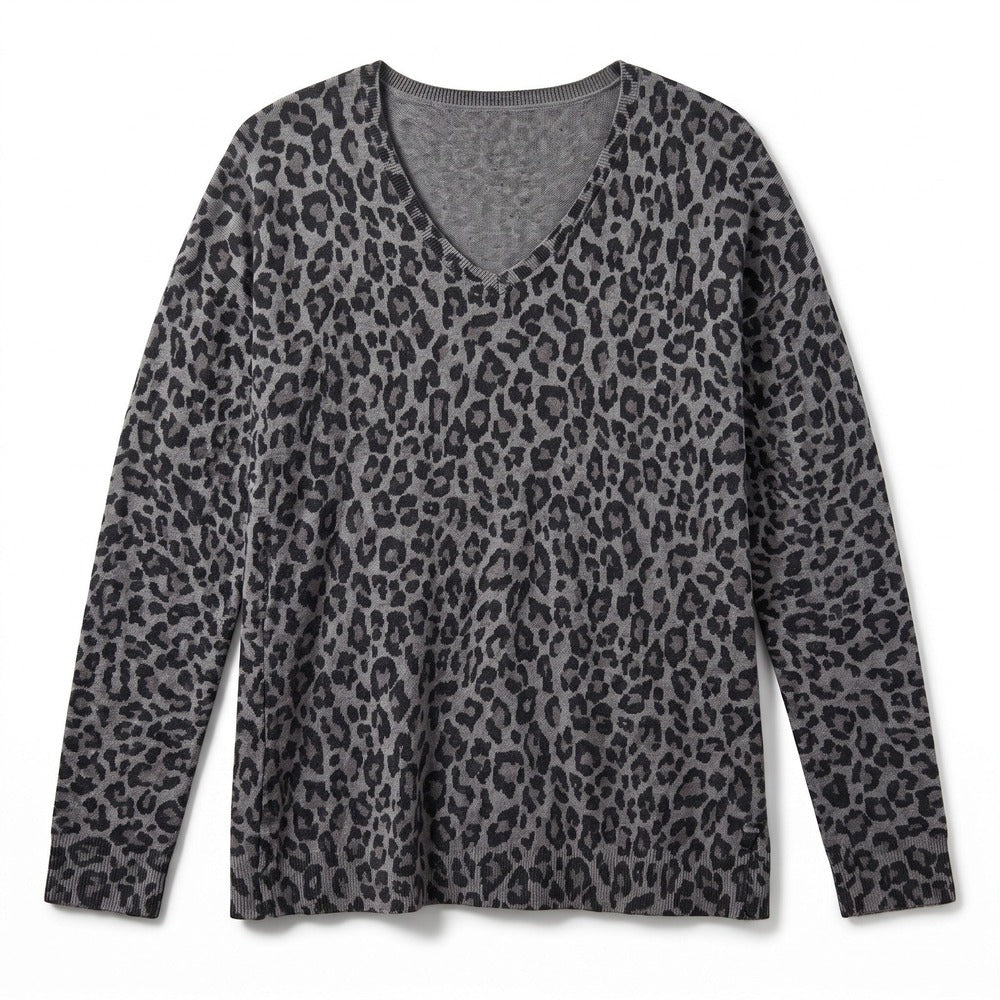 Amazon Essentials XXL Gray Leopard Print Sweater Womens Casual Cozy Top