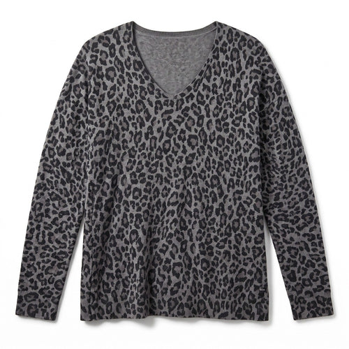 Amazon Essentials Women's Gray Leopard Sweater XXL