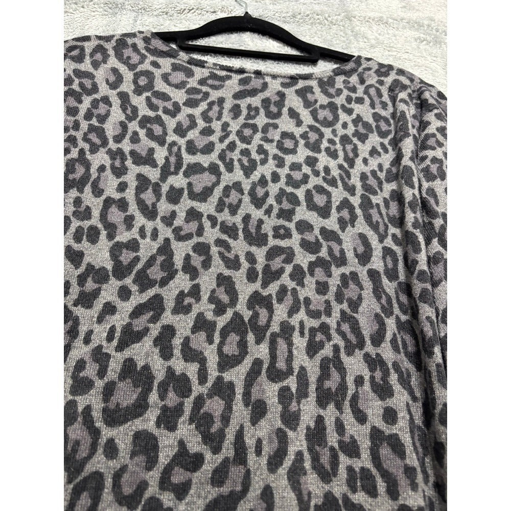 Amazon Essentials XXL Gray Leopard Print Sweater Womens Casual Cozy Top