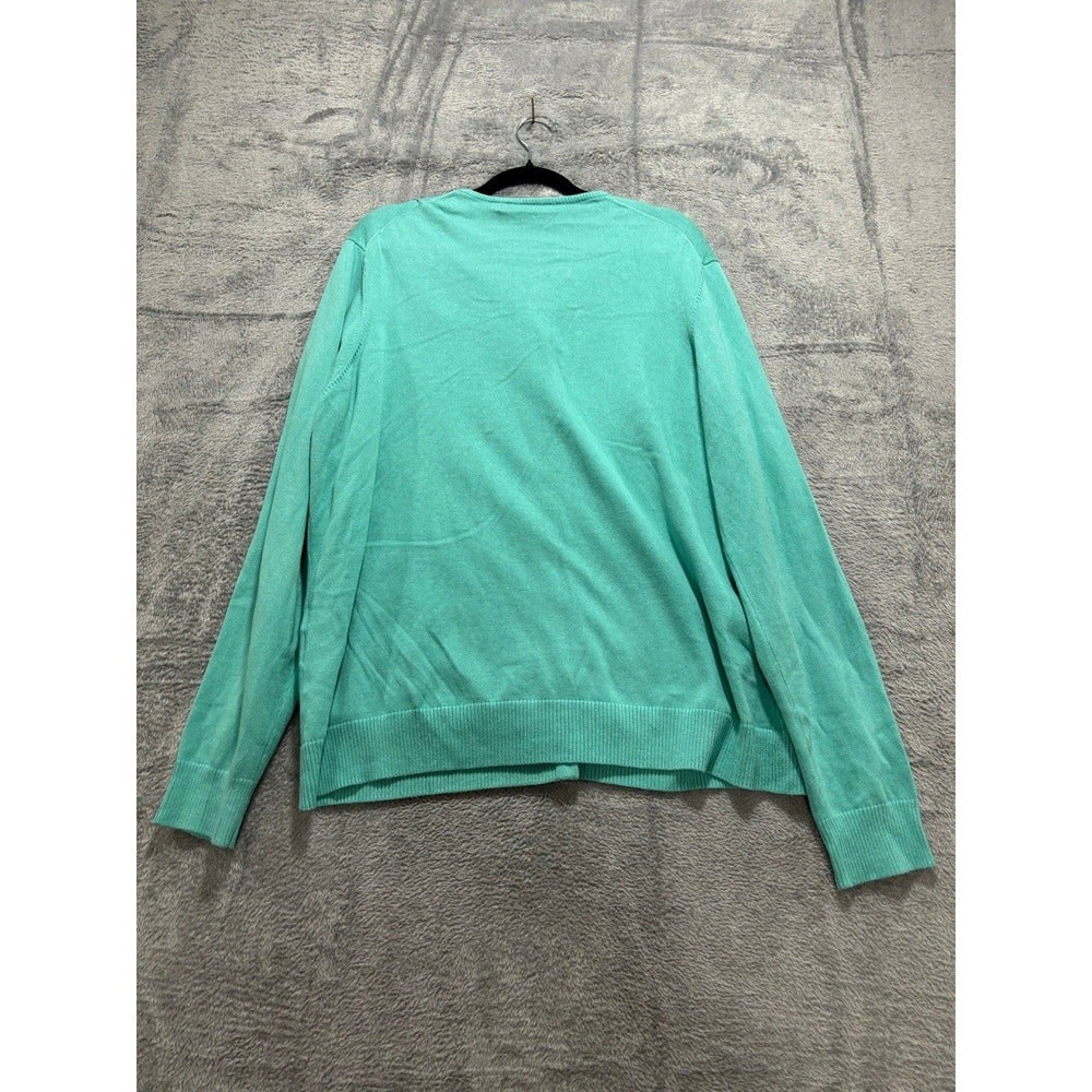 Lands' End XL Womens Teal Green Button Front Cardigan Sweater Preppy Casual