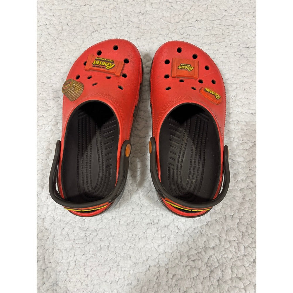 Adidas 2 Black Slides & Crocs 2 Orange Reese's Clogs Kids Shoe Lot Athleisure