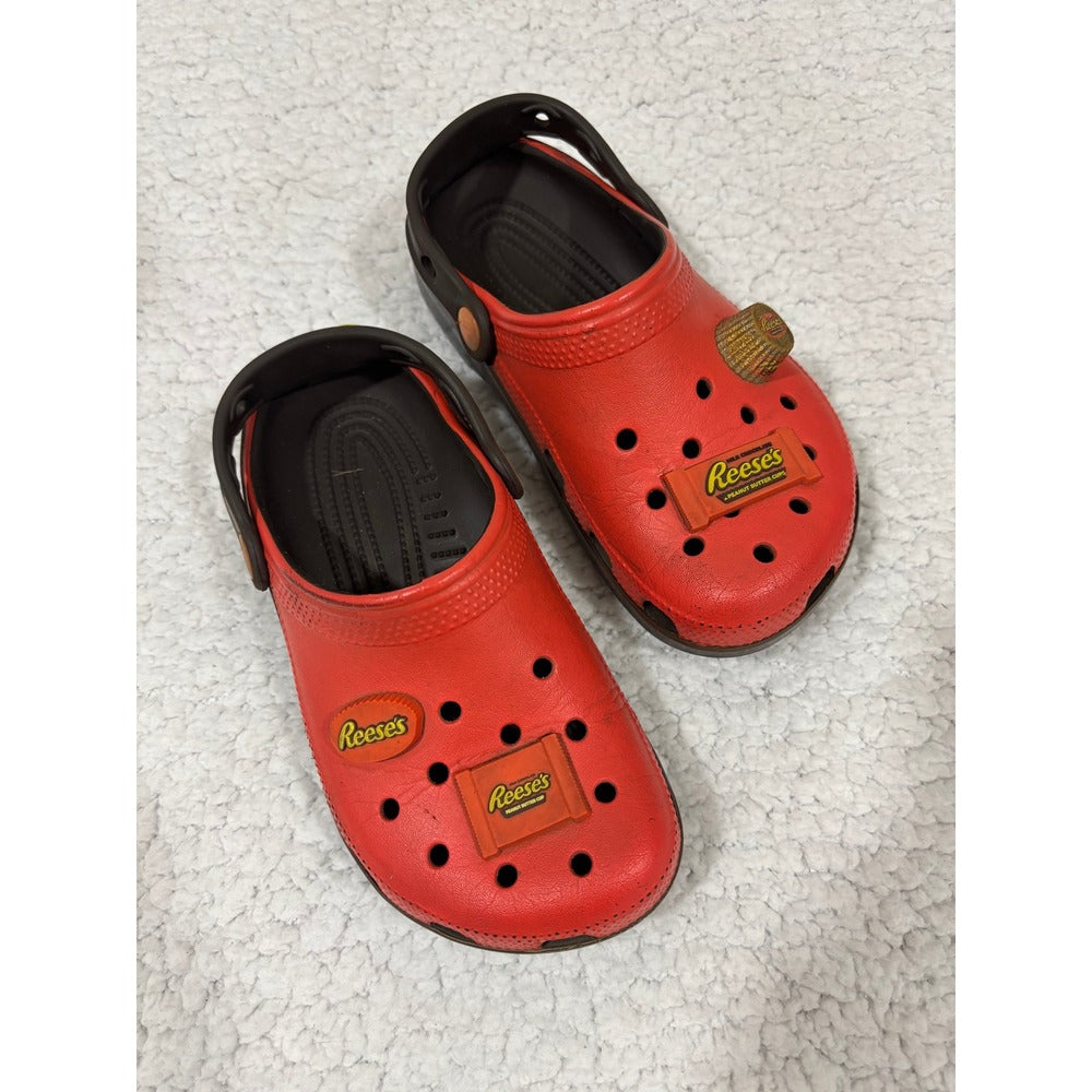 Adidas 2 Black Slides & Crocs 2 Orange Reese's Clogs Kids Shoe Lot Athleisure