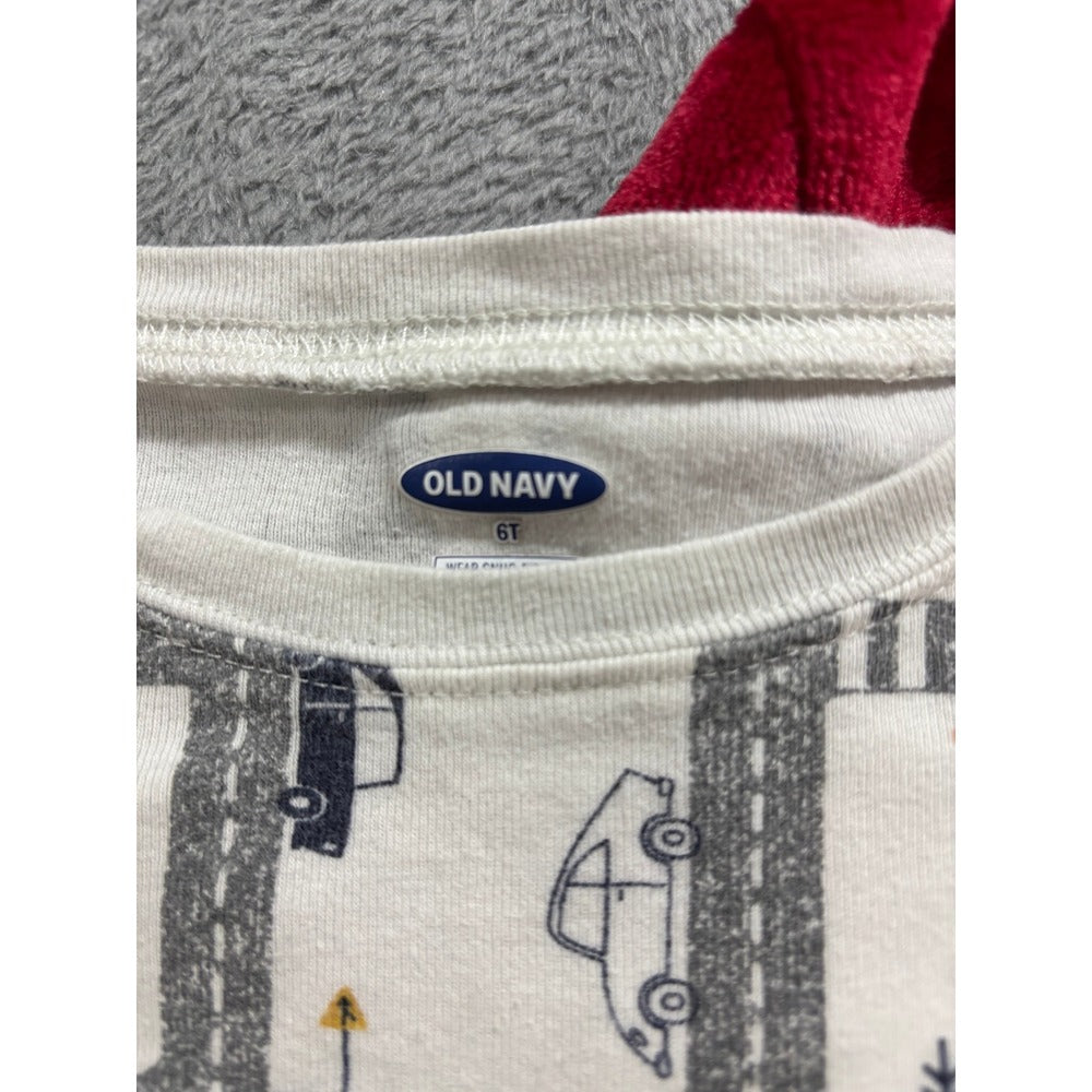 Pottery Barn Old Navy Boys 4-7 Red Robe Pizza Pajama Bundle 3pc Cozy Winter Set