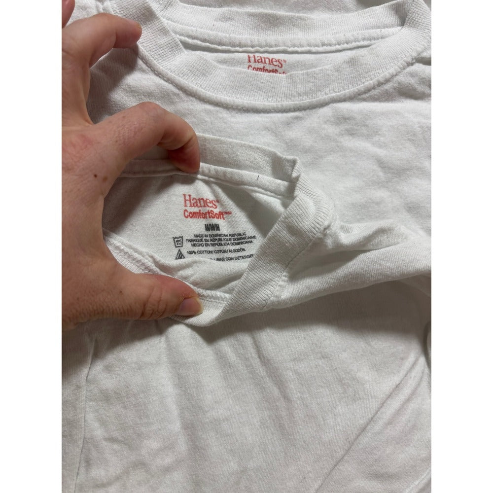 Hanes M White Short Sleeve T-Shirt 4 Pack Kids Casual Athleisure ComfortSoft