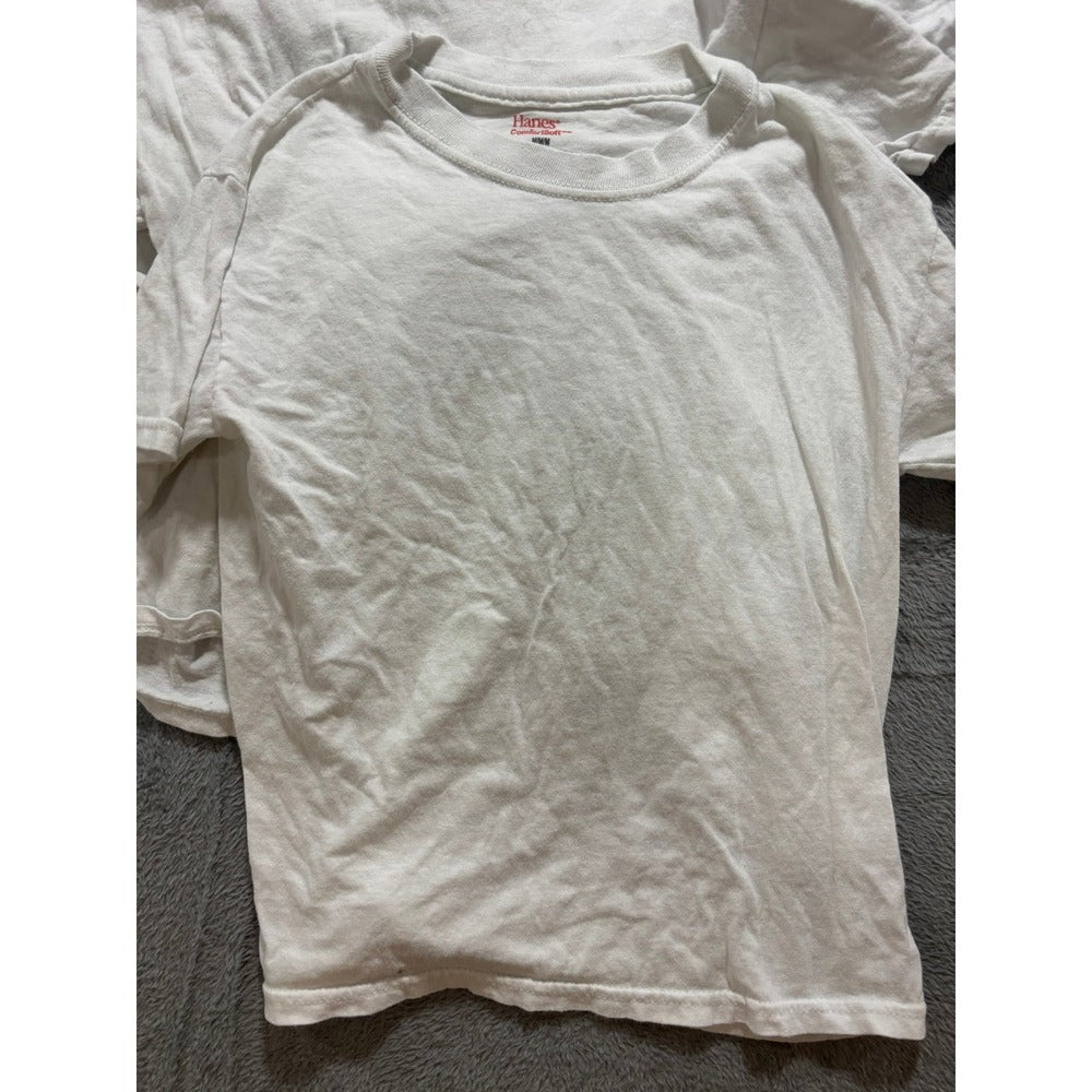 Hanes M White Short Sleeve T-Shirt 4 Pack Kids Casual Athleisure ComfortSoft