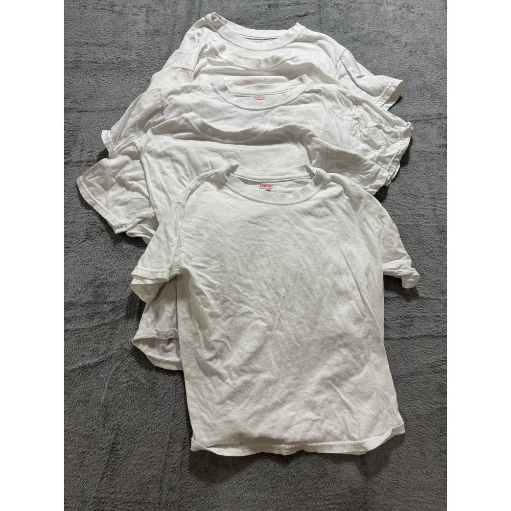 Hanes M White Short Sleeve T-Shirt 4 Pack Kids Casual Athleisure ComfortSoft