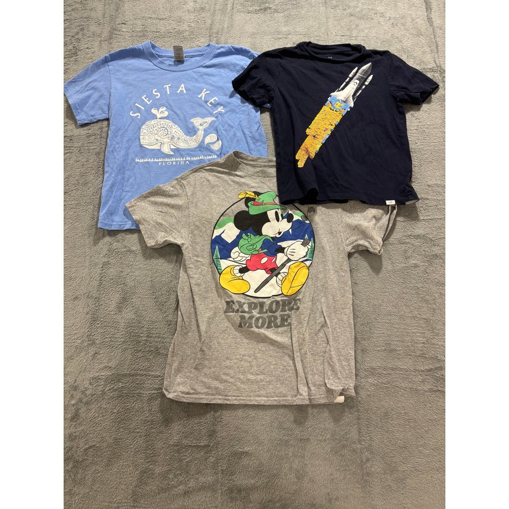 Gap Disney Boys S Blue Gray Navy Graphic T-Shirt Lot 3pc Mickey Casual Vintage