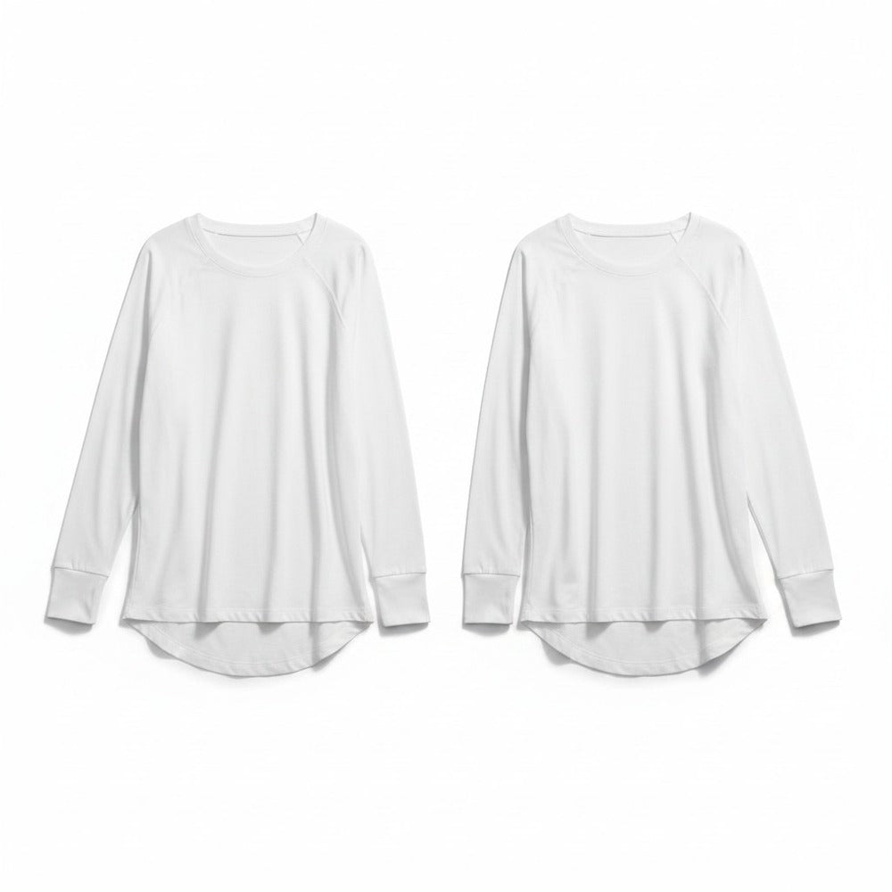 Womens XL White Long Sleeve Raglan Shirt Lot of 2 Casual Athleisure Tops