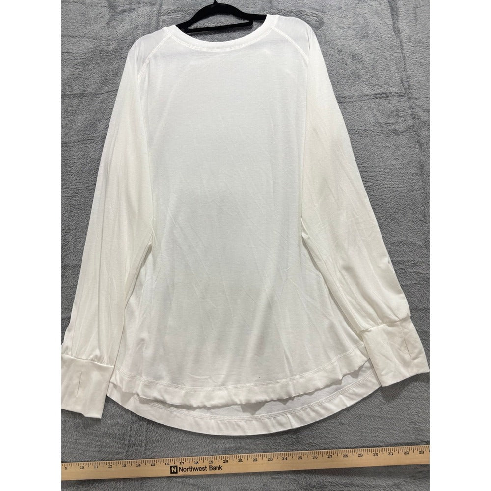 Womens XL White Long Sleeve Raglan Shirt Lot of 2 Casual Athleisure Tops
