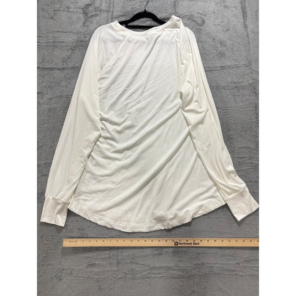 Womens XL White Long Sleeve Raglan Shirt Lot of 2 Casual Athleisure Tops