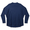 Womens Navy Blue Mock Neck Dolman Long Sleeve Top Oversized Casual Minimalist