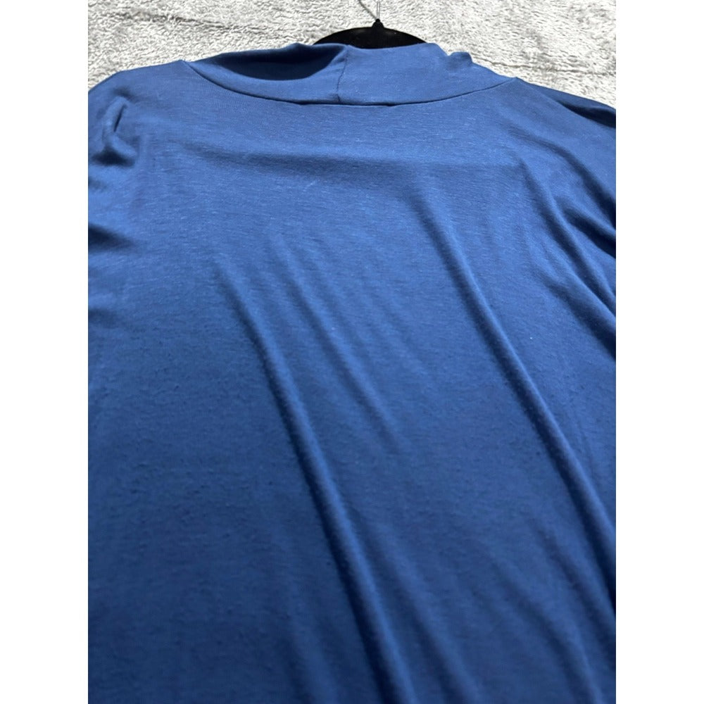 Womens Navy Blue Mock Neck Dolman Long Sleeve Top Oversized Casual Minimalist
