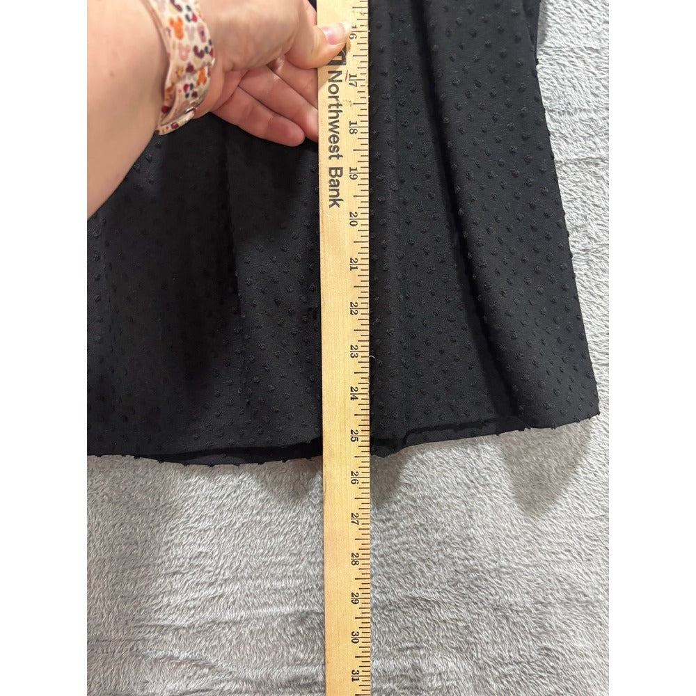 LOFT M Black Swiss Dot Flutter Sleeve Square Neck Top Womens Boho Casual Blouse