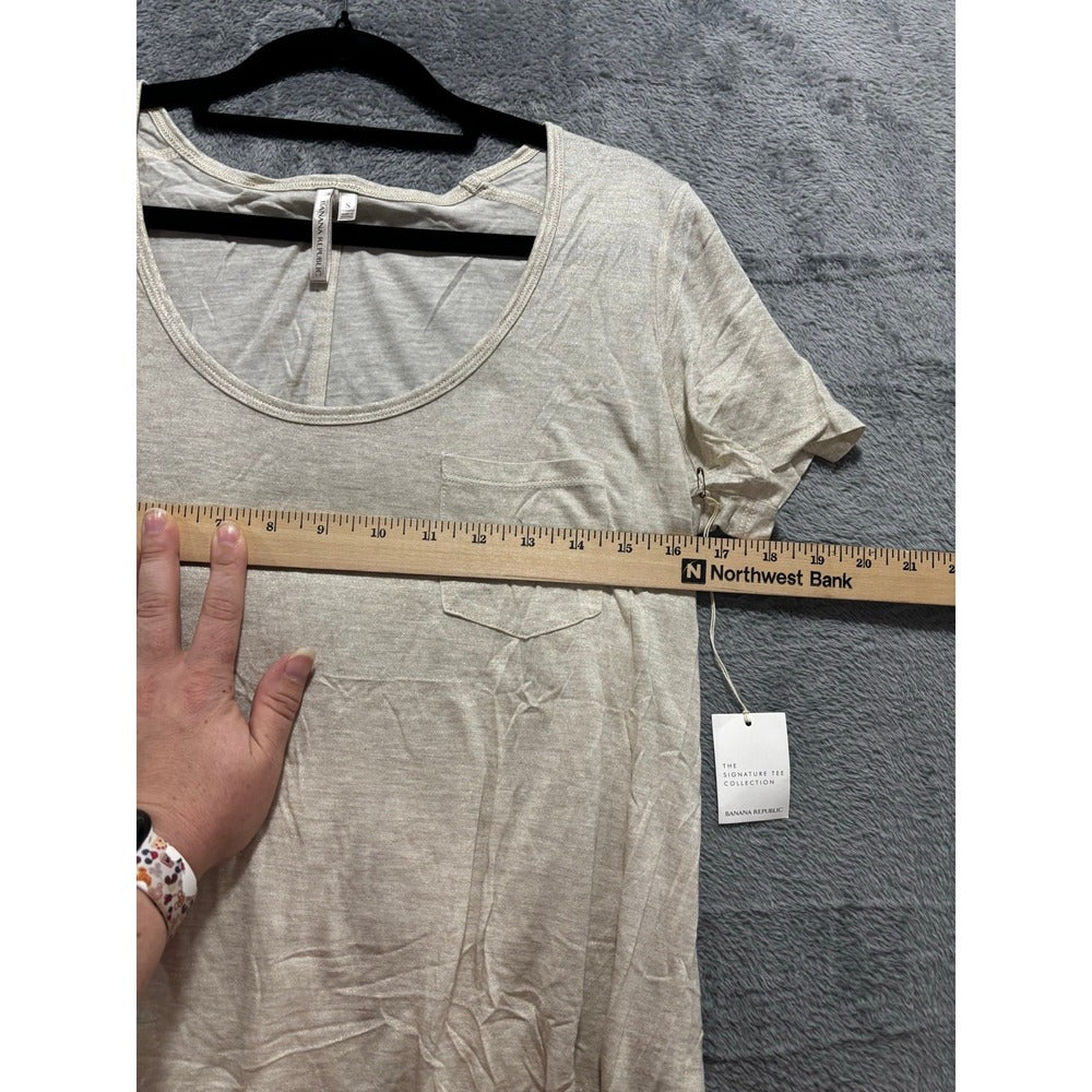 Banana Republic Womens S Beige Pocket Tee Shirt NWT Minimalist Casual
