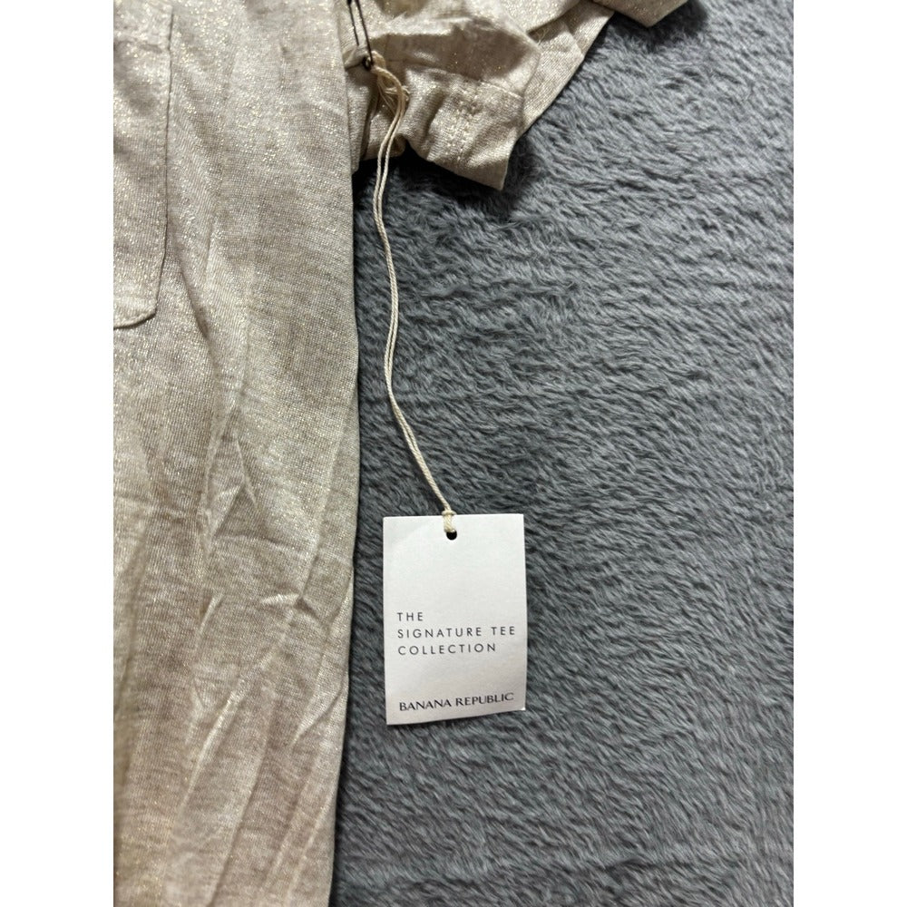 Banana Republic Womens S Beige Pocket Tee Shirt NWT Minimalist Casual