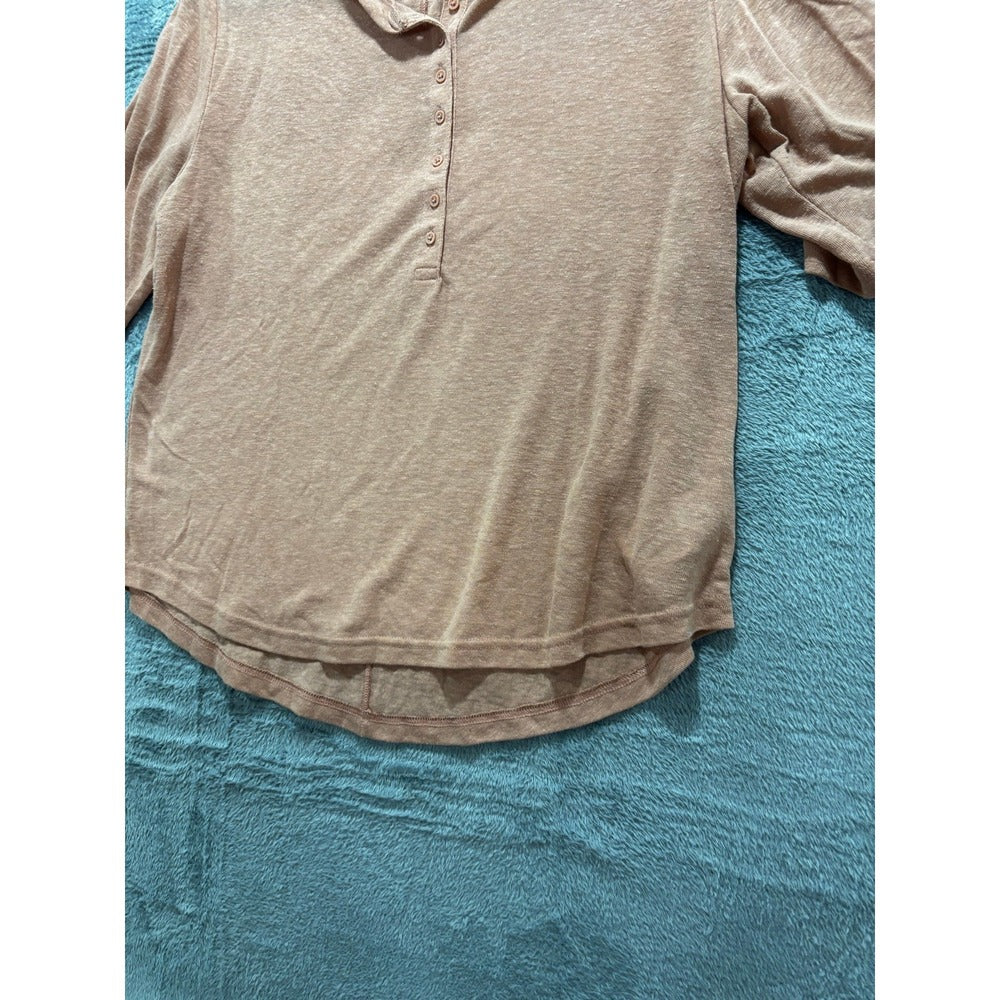 GAP M Womens Coral Pink Short Sleeve Henley Top Shirt Casual Minimalist Boho