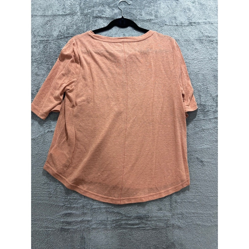 GAP M Womens Coral Pink Short Sleeve Henley Top Shirt Casual Minimalist Boho