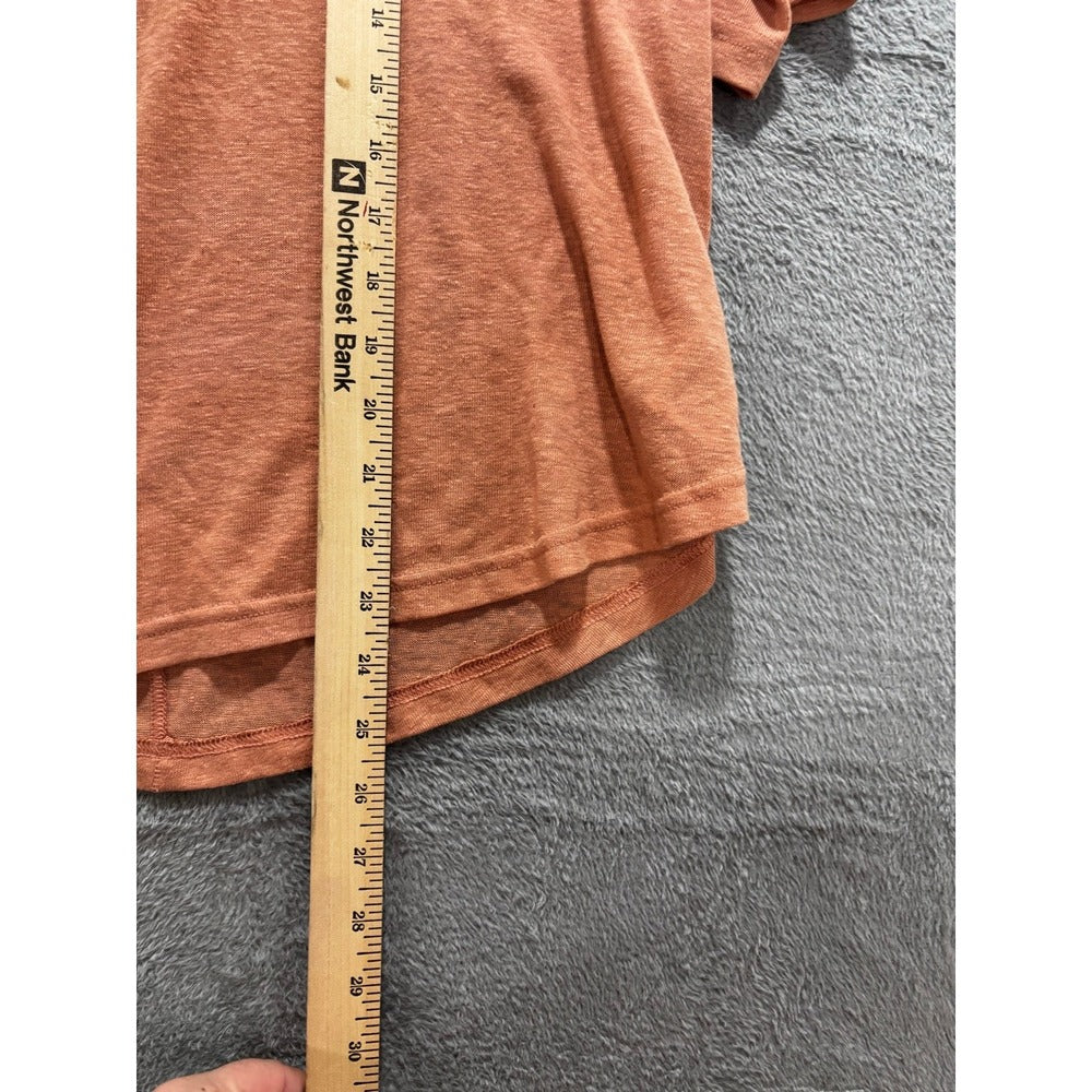 GAP M Womens Coral Pink Short Sleeve Henley Top Shirt Casual Minimalist Boho