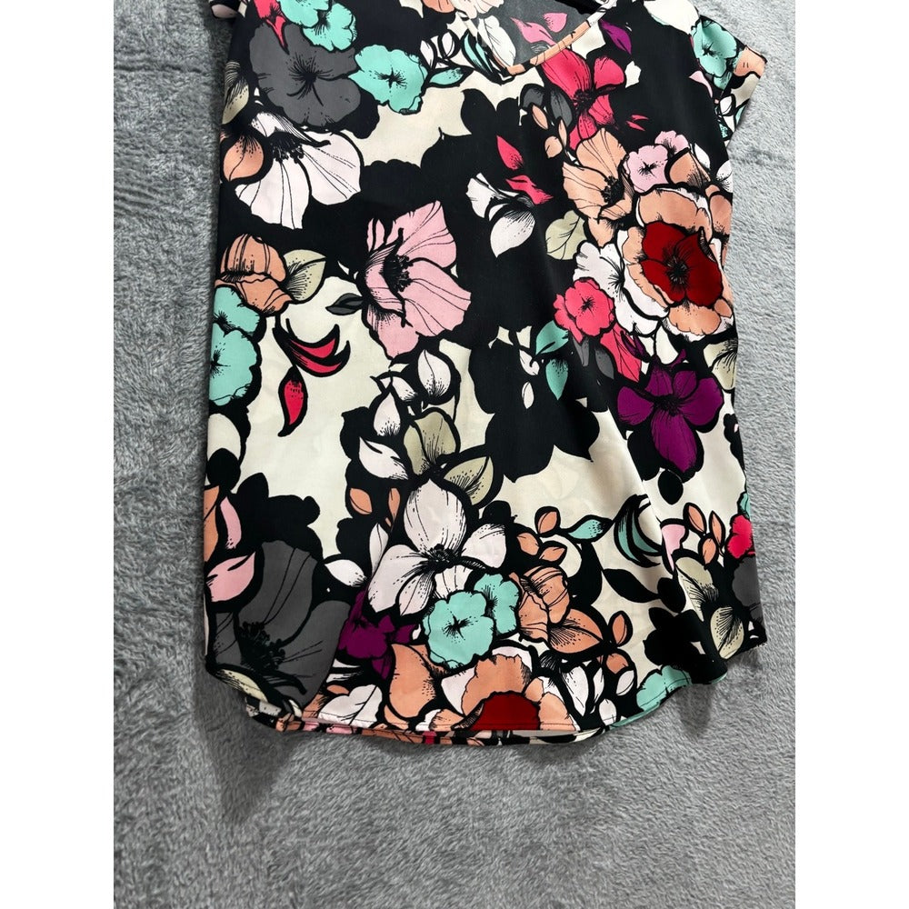 Express S/P Womens Black Multi Floral V-Neck Blouse Top Boho Casual