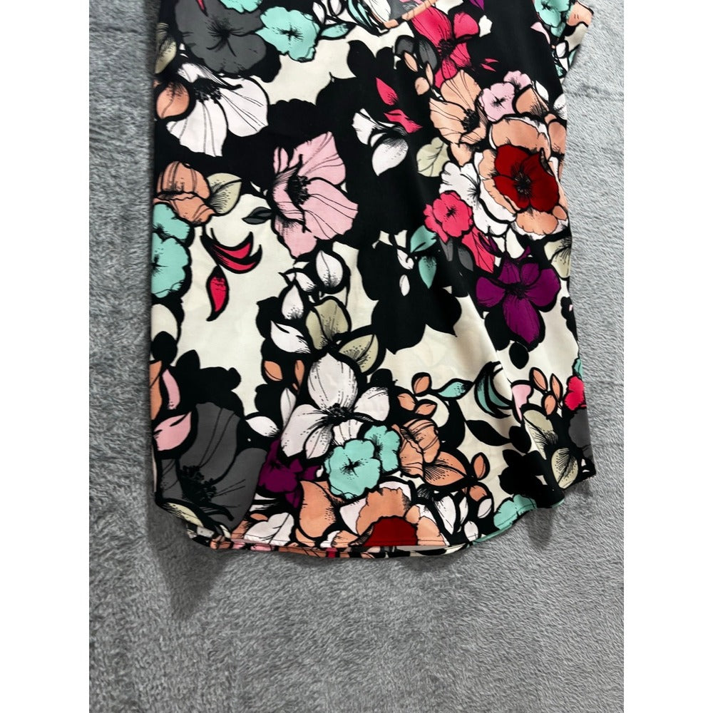 Express S/P Womens Black Multi Floral V-Neck Blouse Top Boho Casual