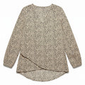 Chelsea & Theodore Womens M Tan Leopard Print Blouse V-Neck Casual Boho Top