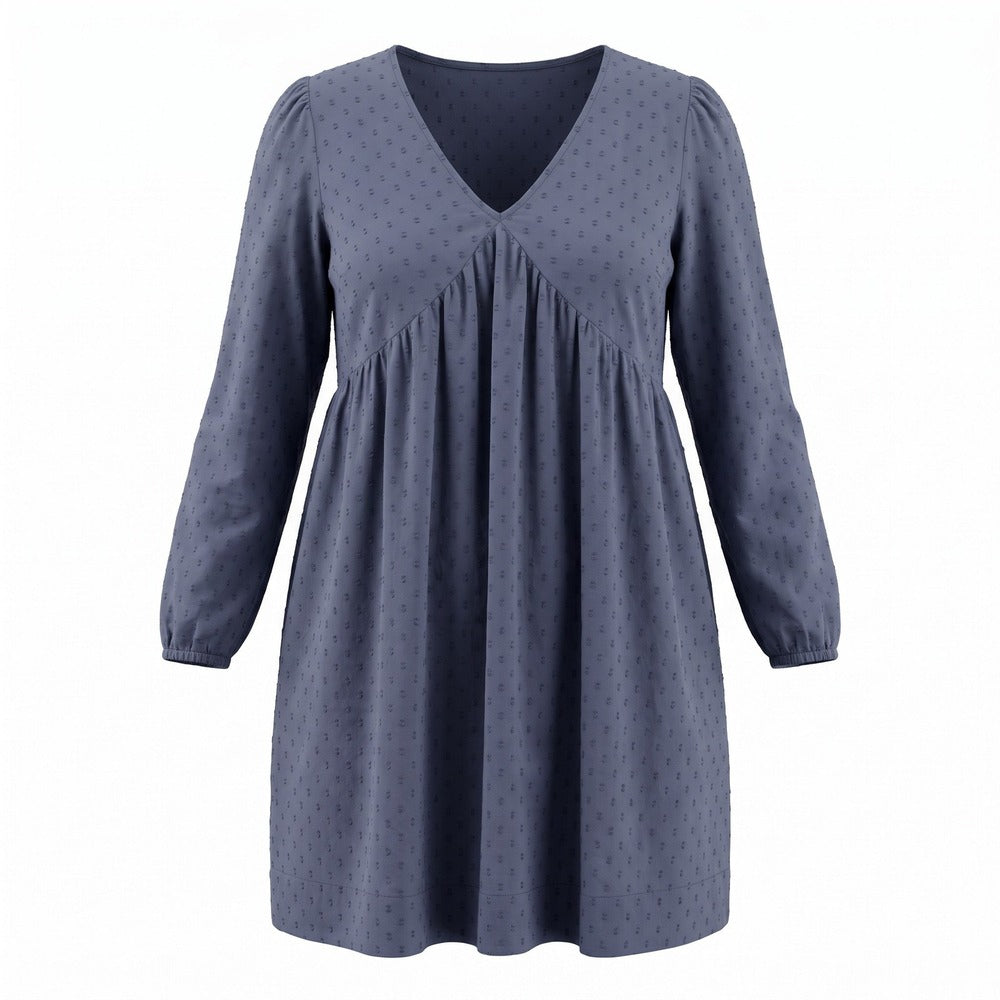 Old Navy M Womens Blue Swiss Dot Long Sleeve Babydoll Dress Boho Casual