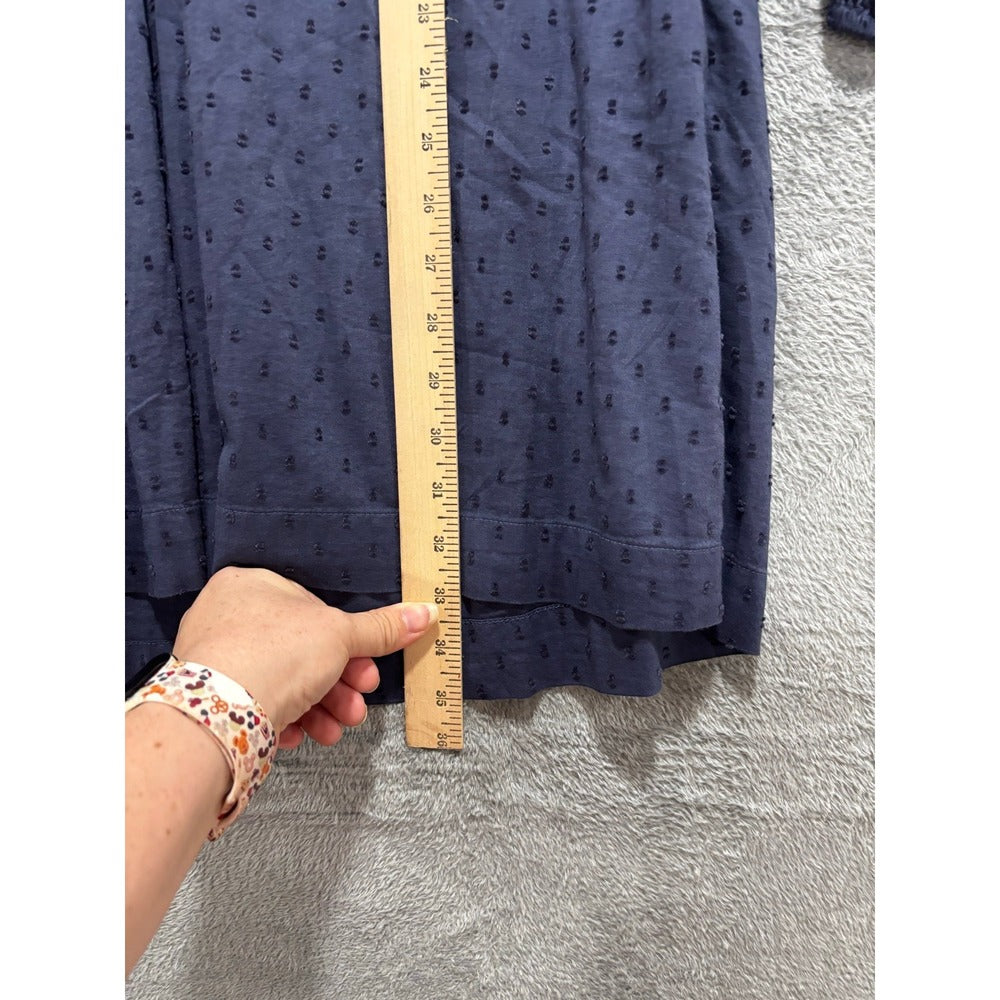 Old Navy M Womens Blue Swiss Dot Long Sleeve Babydoll Dress Boho Casual