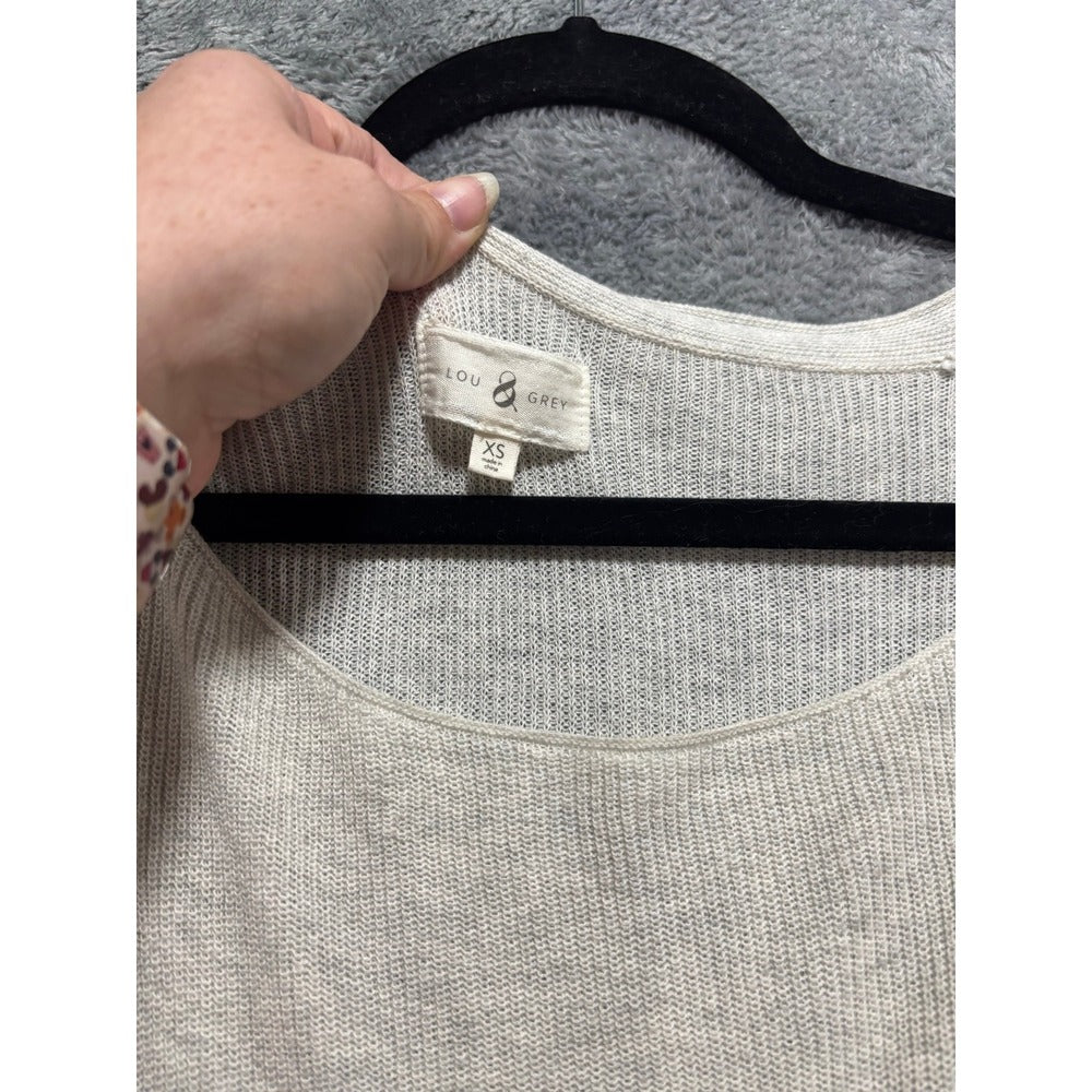 Lou & Grey XS Oatmeal Womens Raglan Pullover Sweater Minimalist Cozy