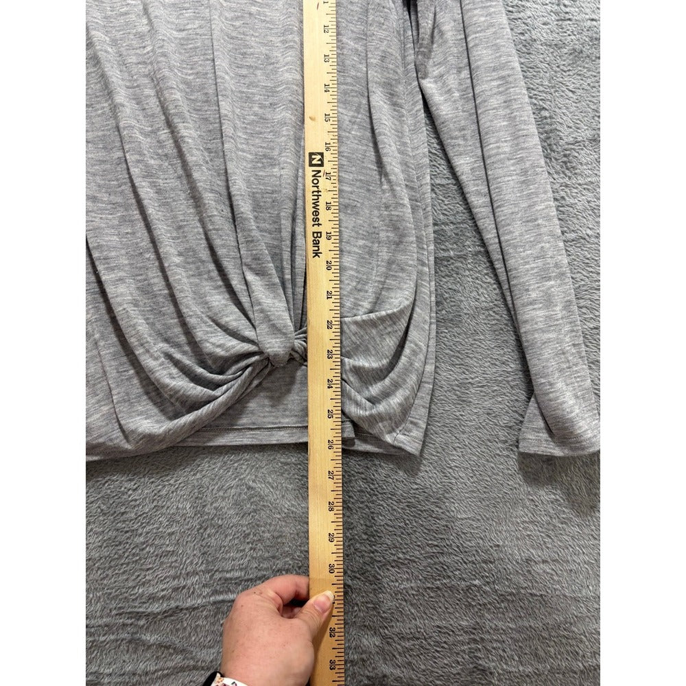 LOFT M Gray Long Sleeve Front Knot Top Womens Casual Minimalist