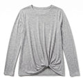 LOFT M Gray Long Sleeve Front Knot Top Womens Casual Minimalist