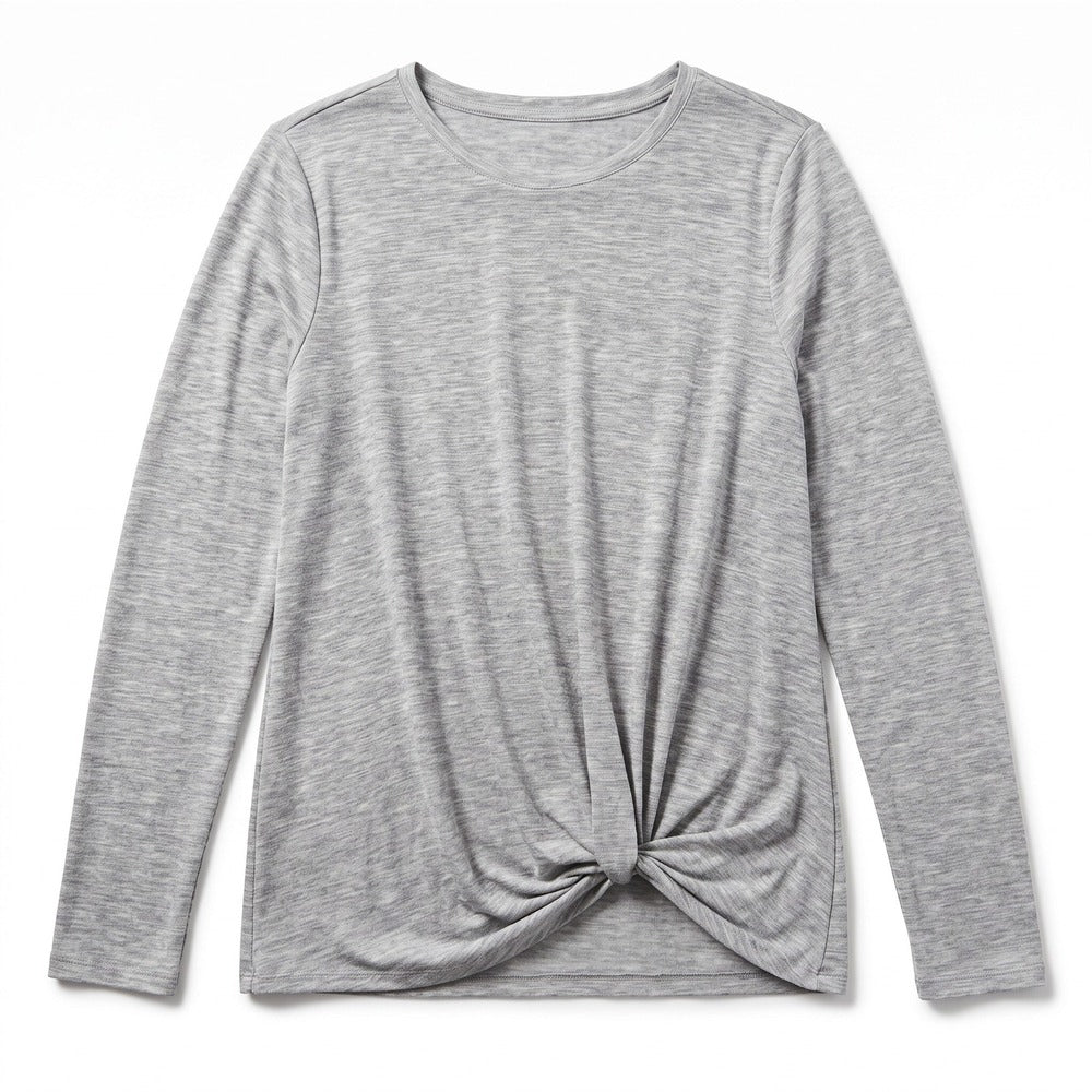 LOFT M Gray Long Sleeve Front Knot Top Womens Casual Minimalist