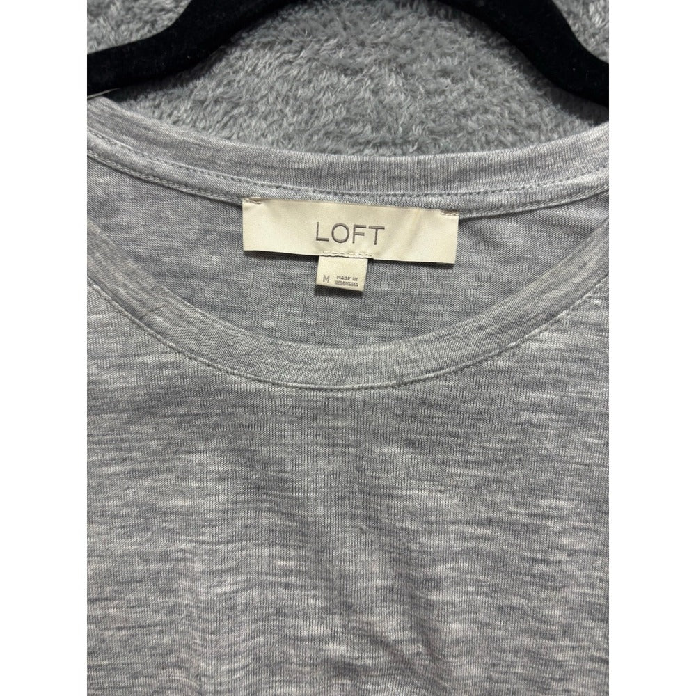 LOFT M Gray Long Sleeve Front Knot Top Womens Casual Minimalist