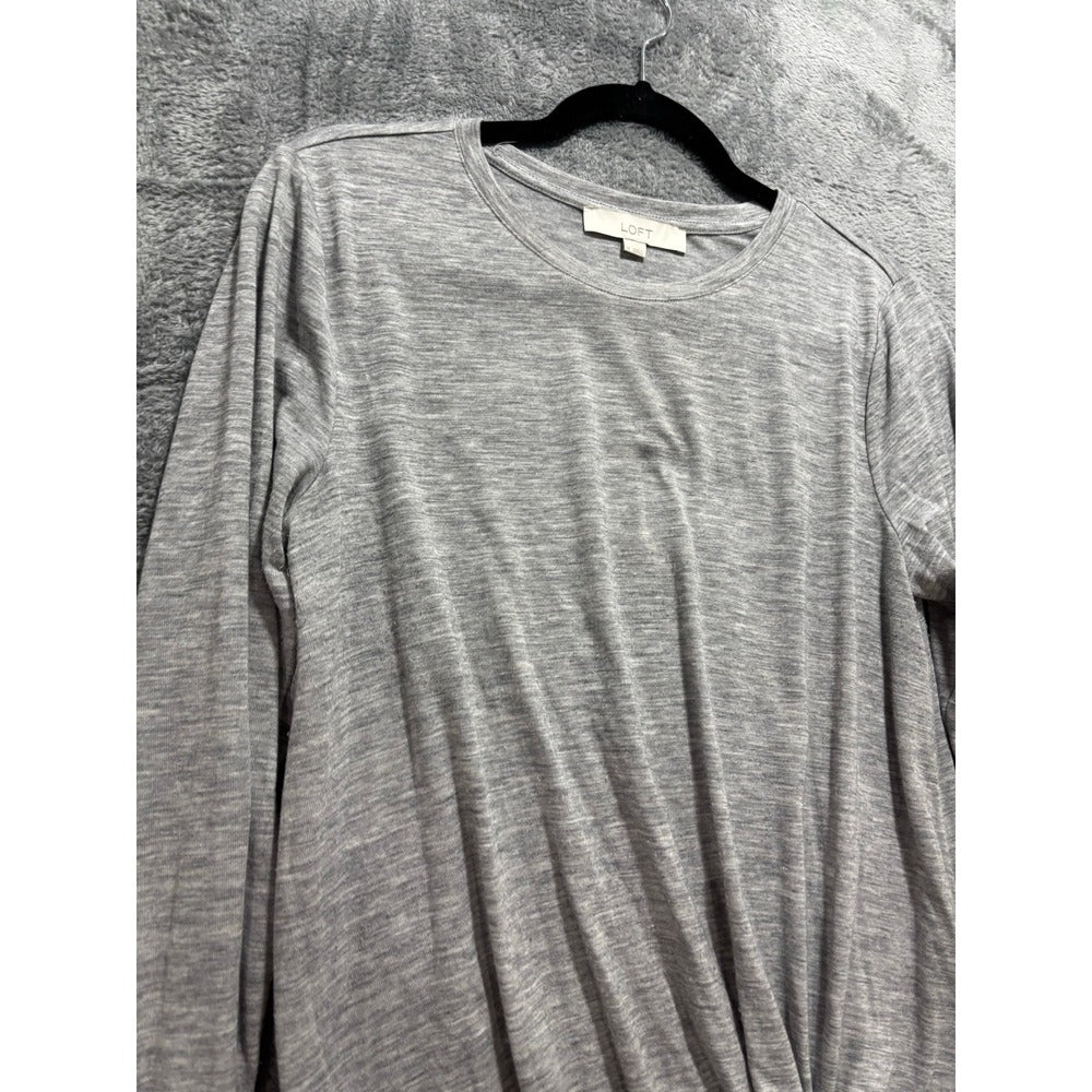 LOFT M Gray Long Sleeve Front Knot Top Womens Casual Minimalist