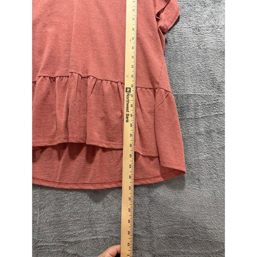 LOFT Womens M Terracotta Flutter Sleeve Peplum V-Neck Top Boho Casual
