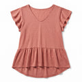 LOFT Womens M Terracotta Flutter Sleeve Peplum V-Neck Top Boho Casual
