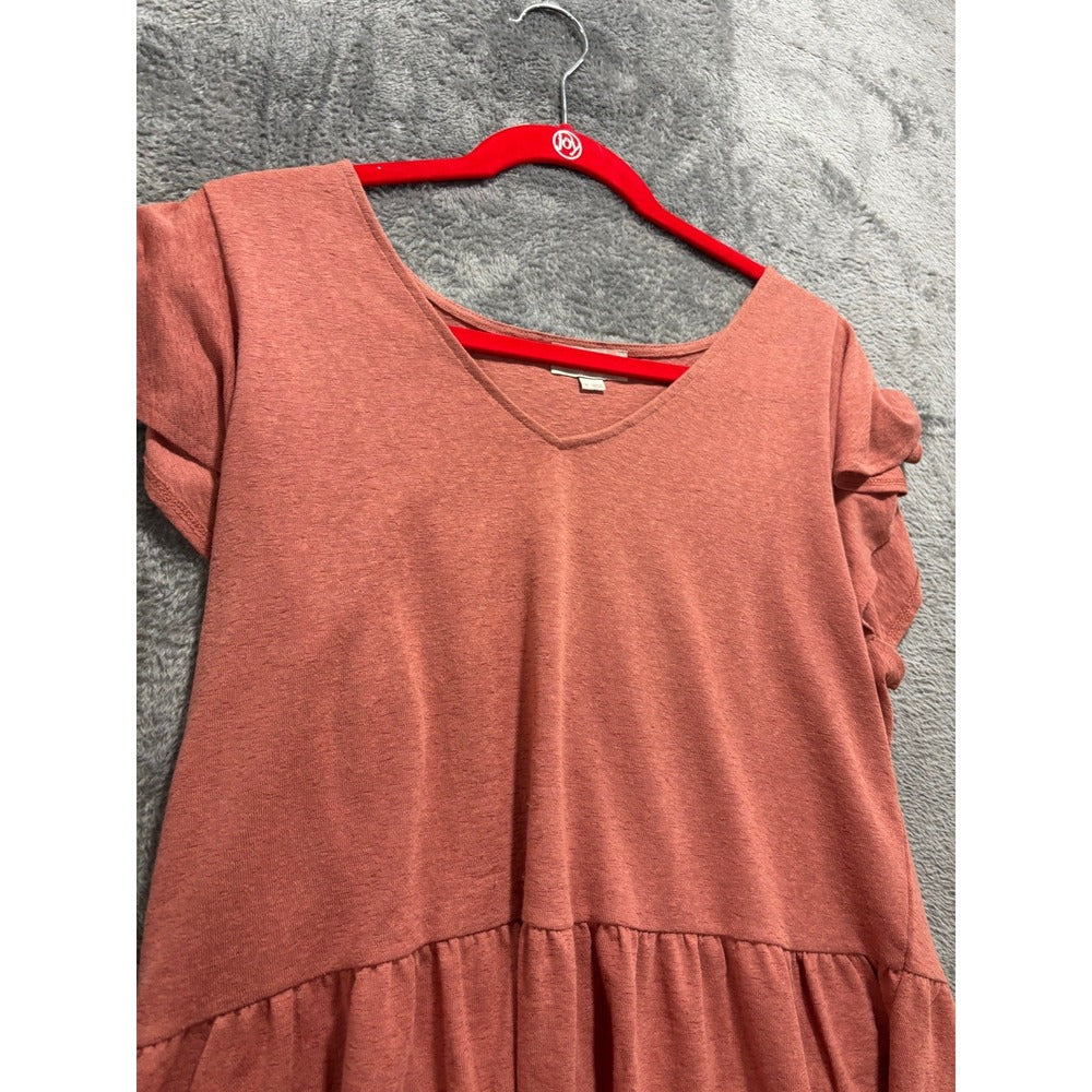 LOFT Womens M Terracotta Flutter Sleeve Peplum V-Neck Top Boho Casual
