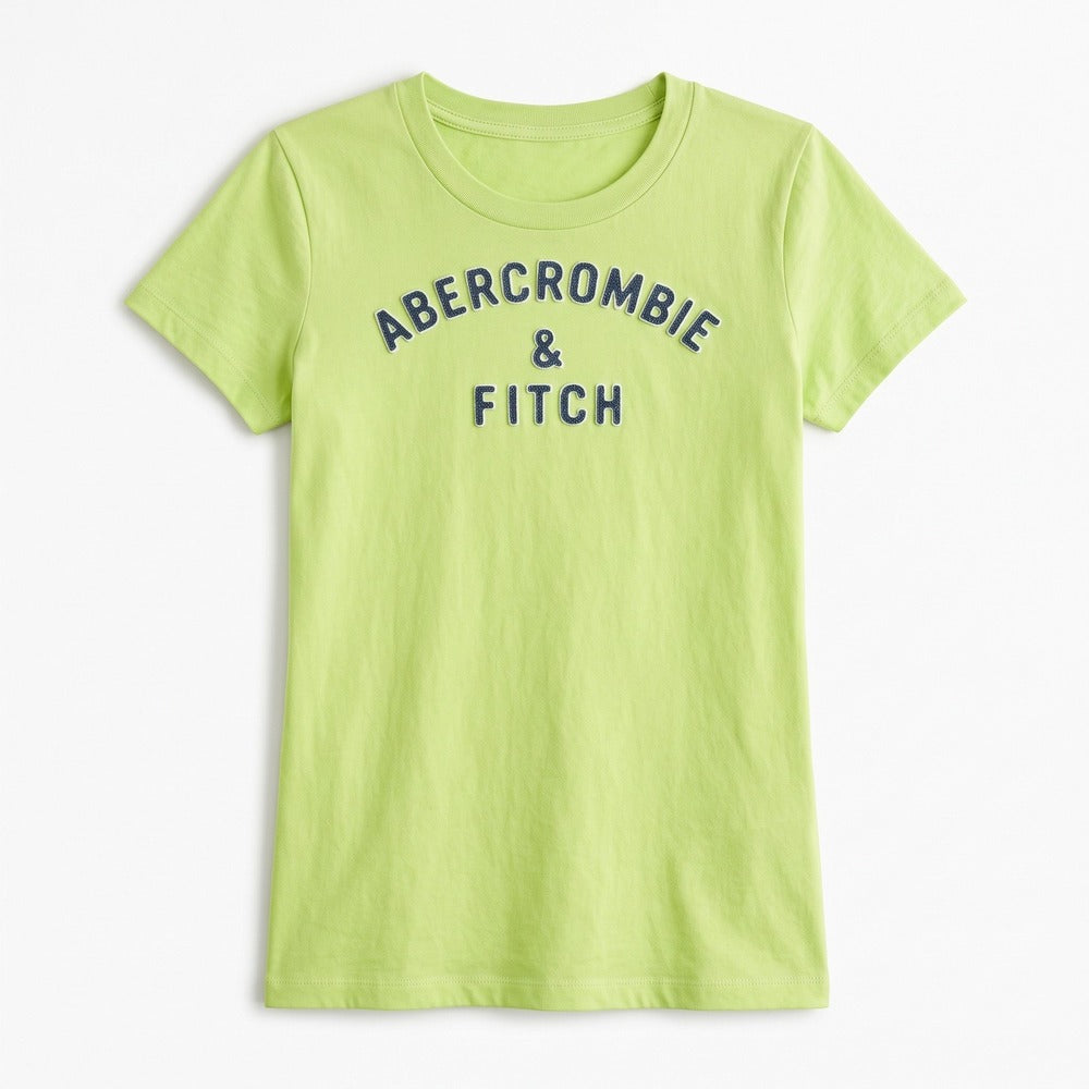 Abercrombie & Fitch M Green Womens Short Sleeve Logo Graphic Tee Preppy Casual