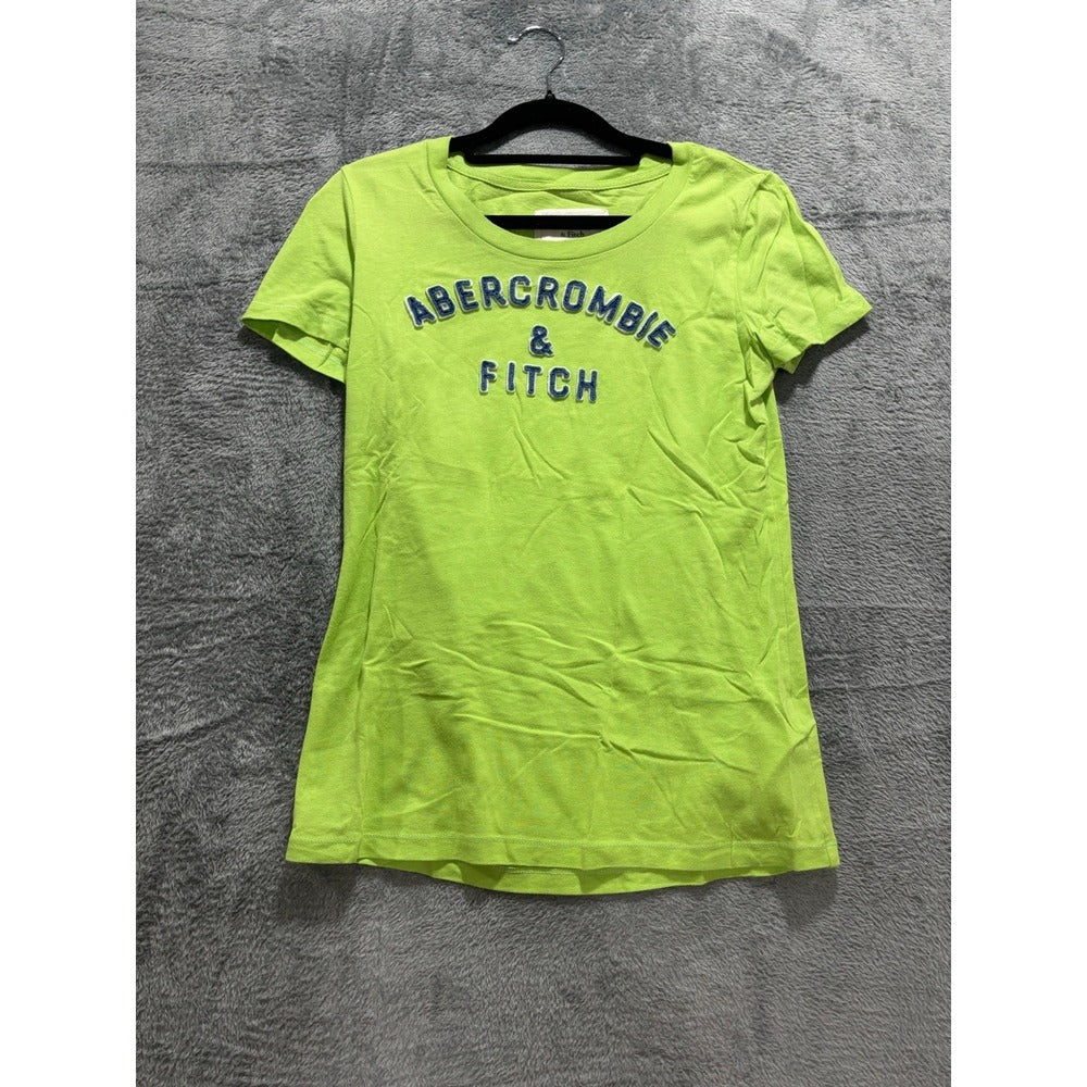 Abercrombie & Fitch M Green Womens Short Sleeve Logo Graphic Tee Preppy Casual